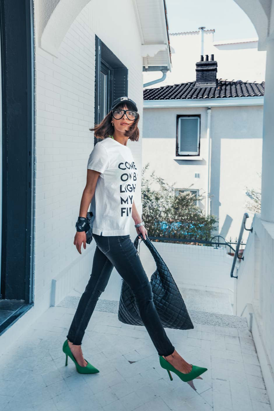 T-shirt Grungemama Baby blanc/noir