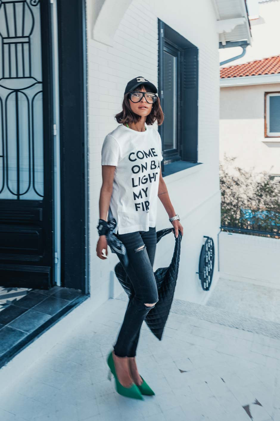 T-shirt Grungemama Baby blanc/noir