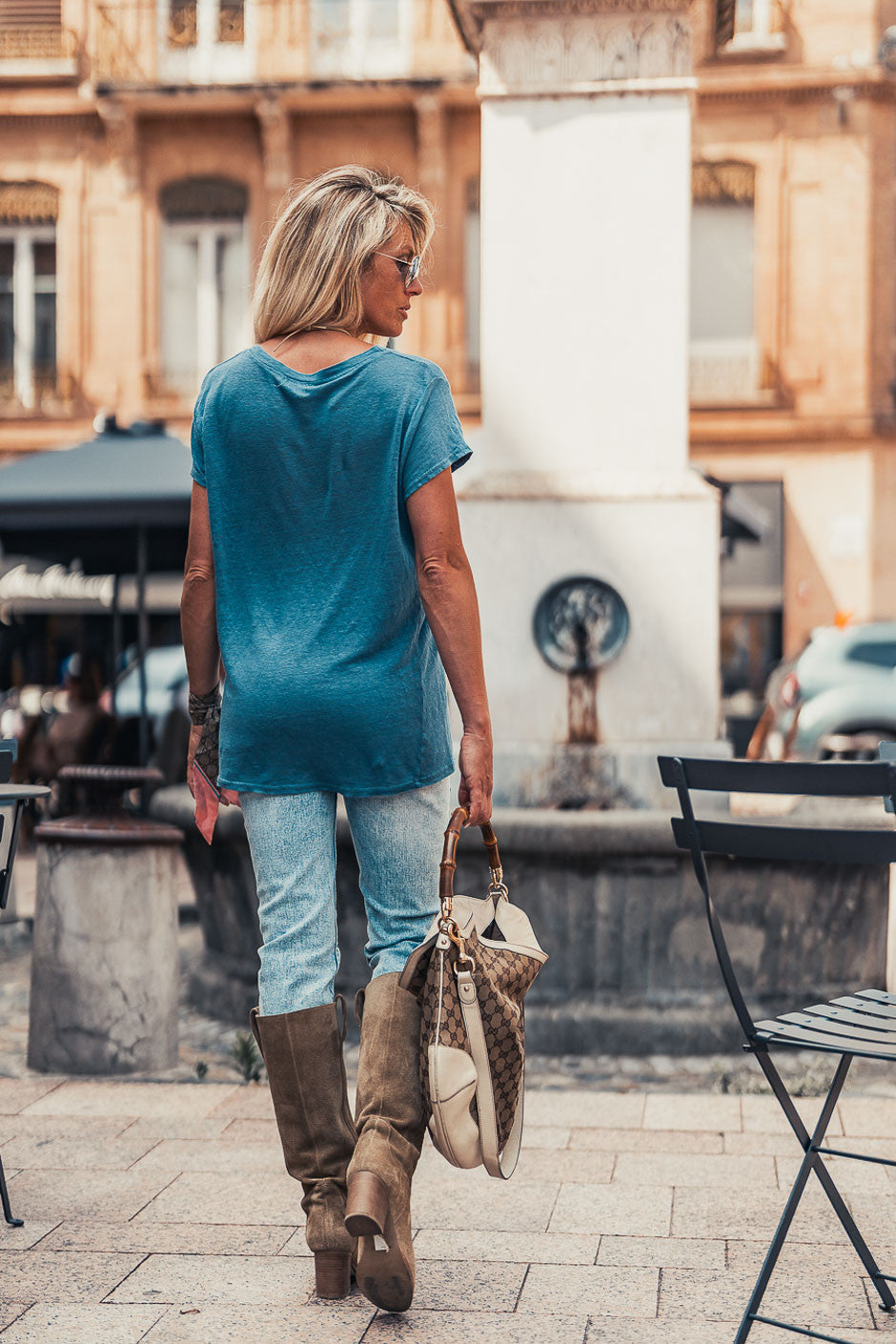 T-shirt Grungemama lin Gina bleu