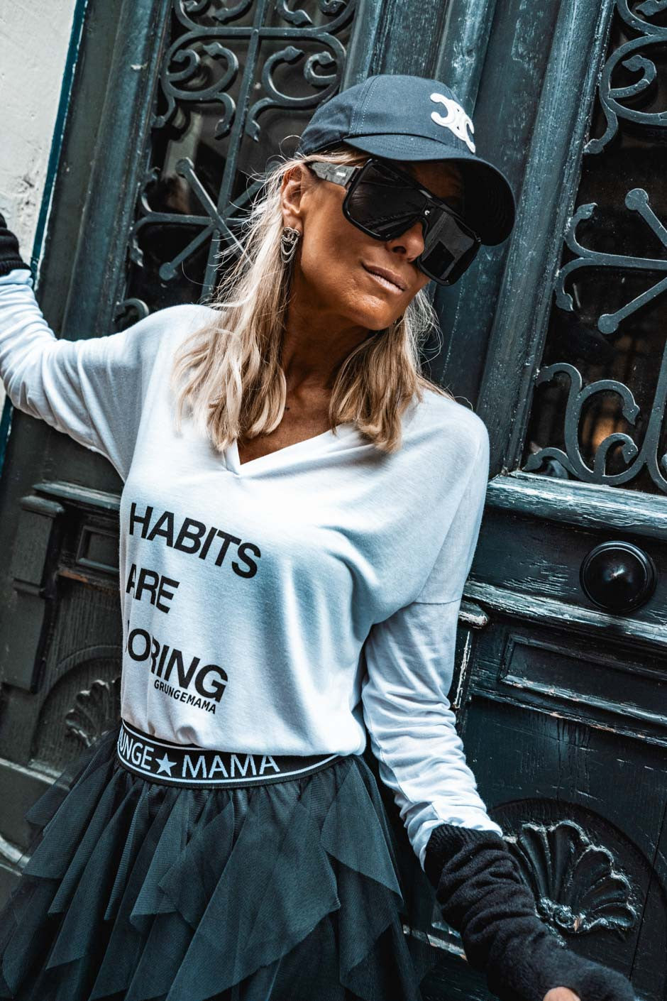 T-shirt Grungemama Habits blanc