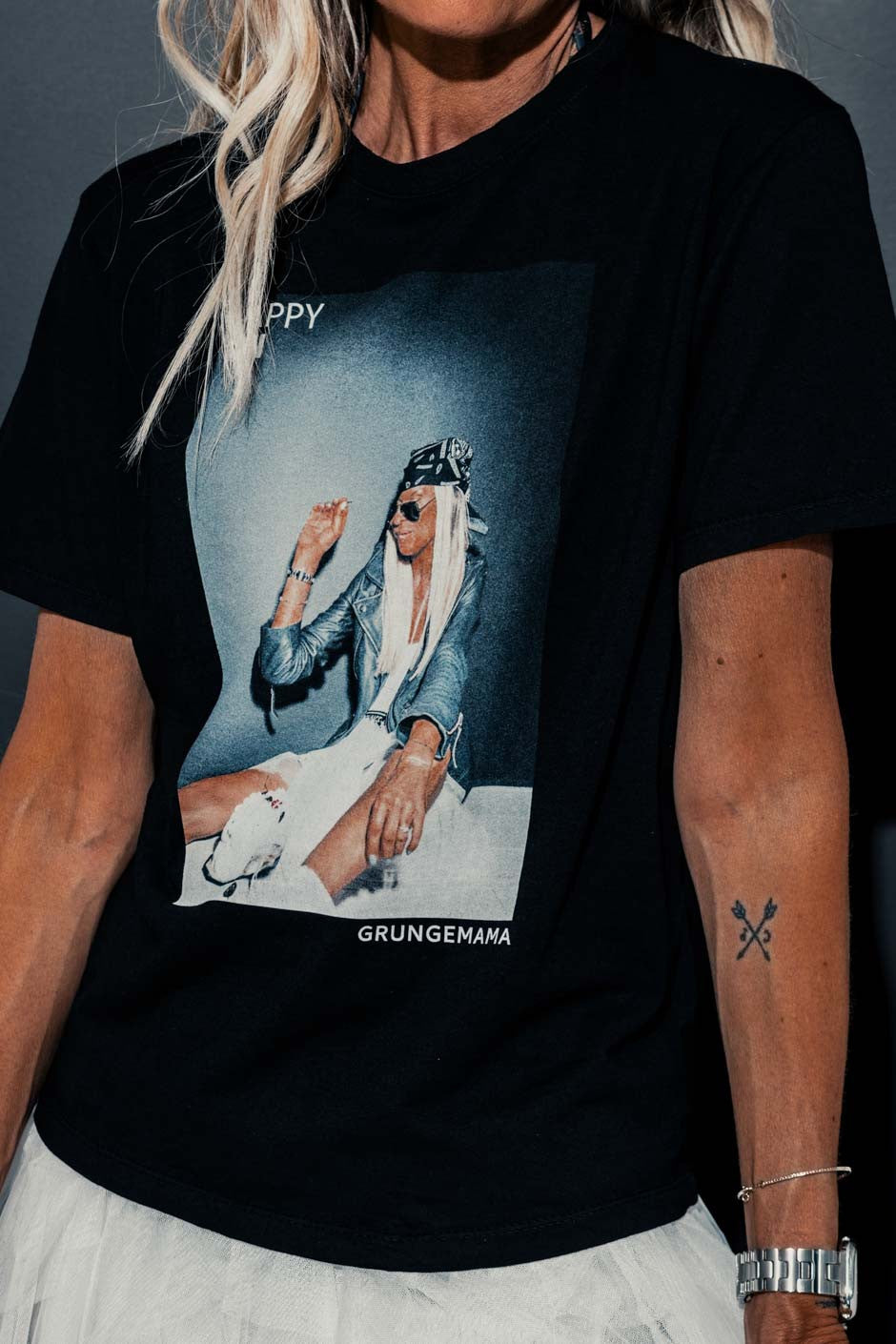 T-shirt "Anniversaire" Grungemama Happy noir