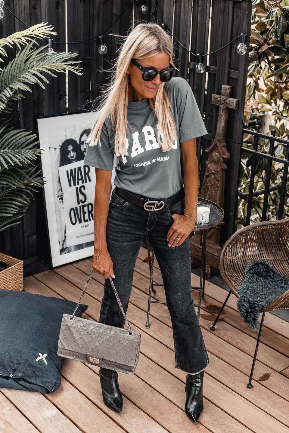 T-shirt grungemama Paris kaki