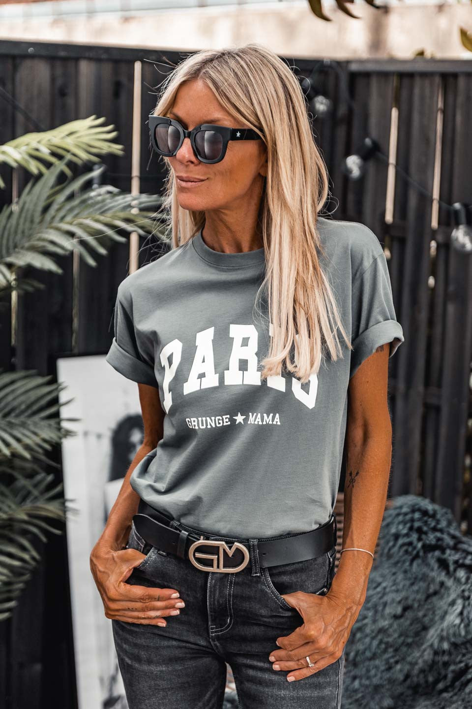 T-shirt grungemama Paris kaki