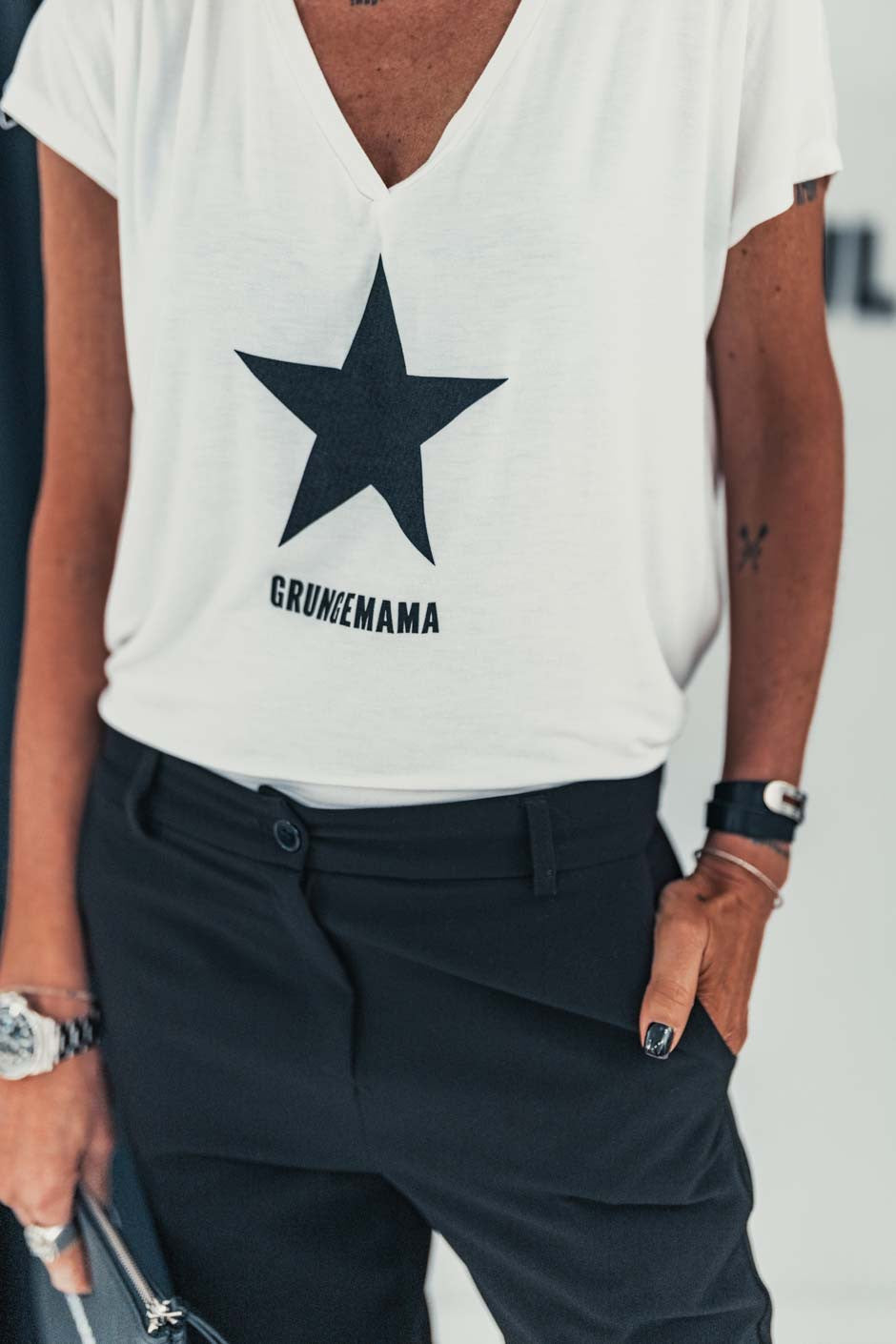 T-shirt Grungemama Pierce blanc