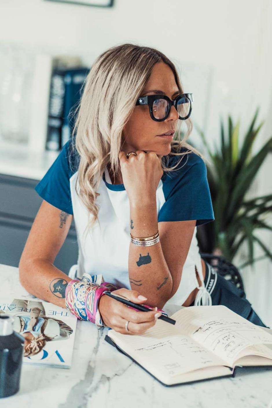 T-shirt Grungemama Sporty blanc/marine