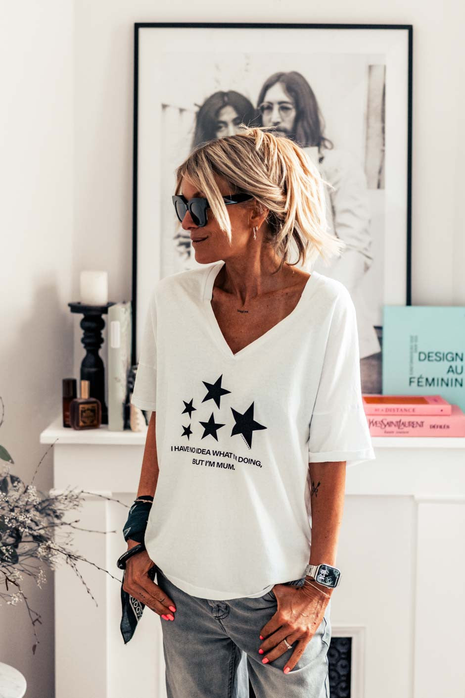 T-shirt Grungemama Stars blanc