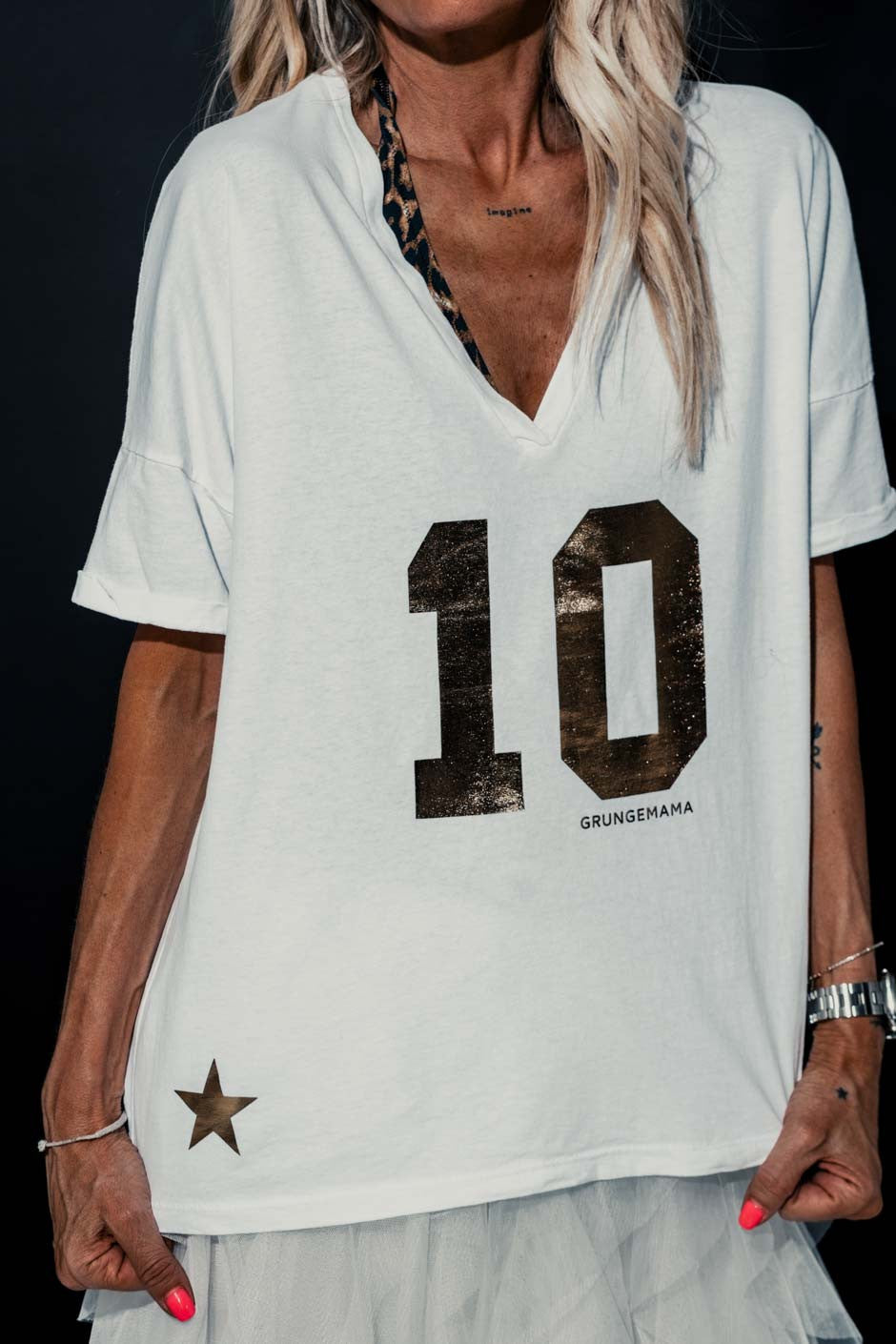 T-shirt "Anniversaire" Grungemama Ten blanc