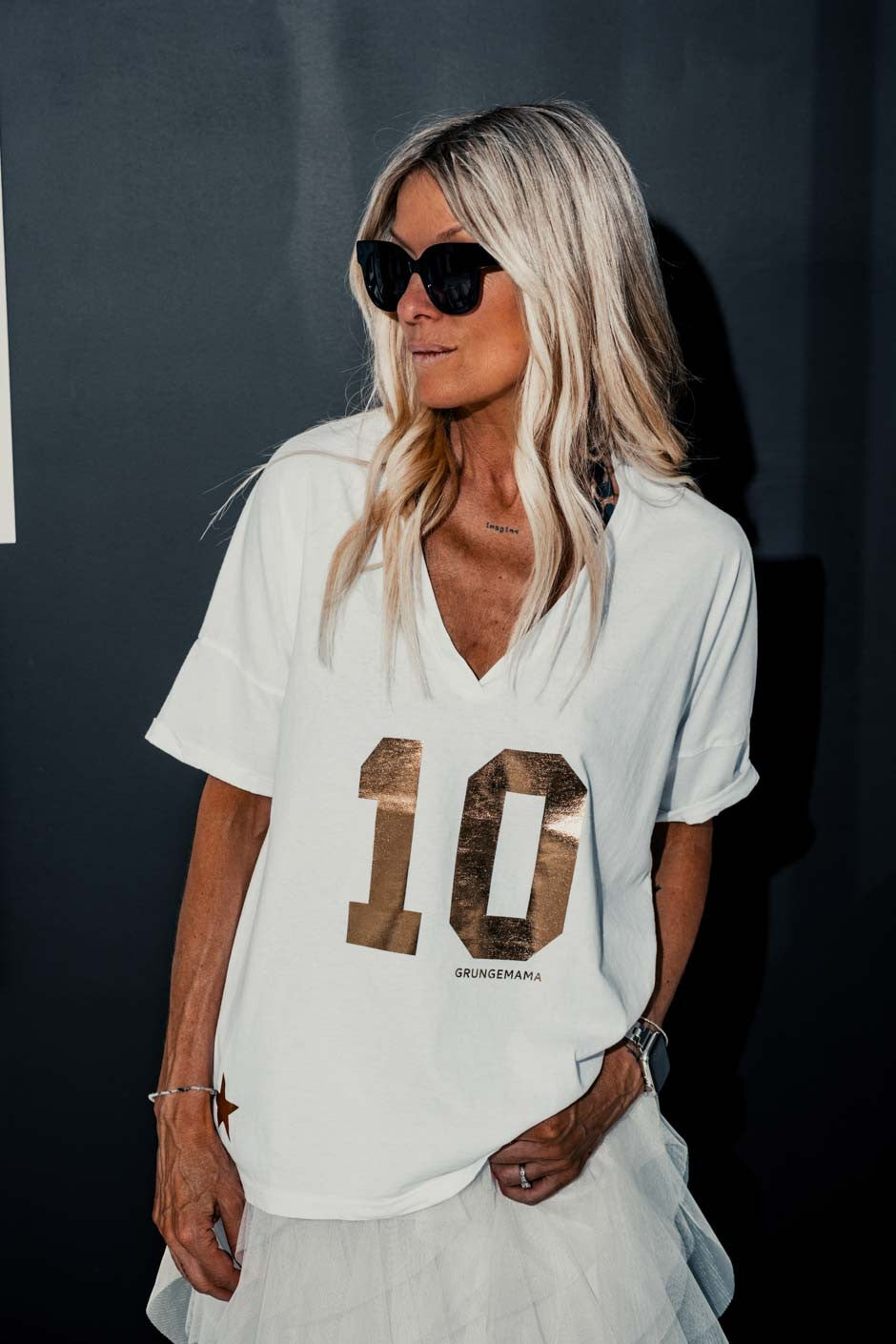 T-shirt "Anniversaire" Grungemama Ten blanc